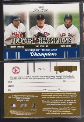 2005 PRESTIGE PLAYOFF CHAMPIONS COMBOS AL #17 RED SOX DAVID ORTIZ/MANNY RAMIREZ
