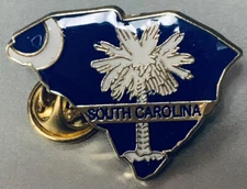 SOUTH CAROLINA MAP SHAPED PALMETTO MOON CRESCENT Motorcycle Hat Cap Lapel Pin
