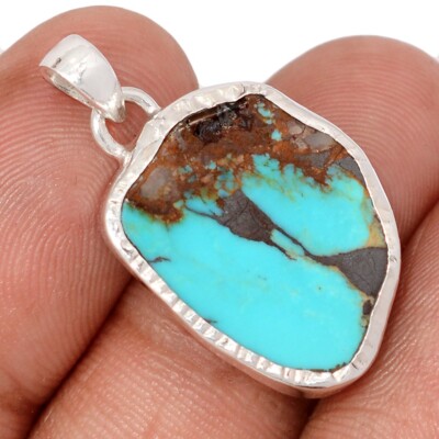 Natürliche Zahl 8 Mine Türkis - Mexikanischer 925 Silber Anhänger Schmuck CP74148
