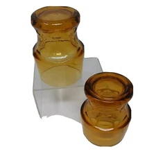 Anchor Hocking Amber Glass Georgian Honeycomb Juice Glass Set of 2 Vintage 