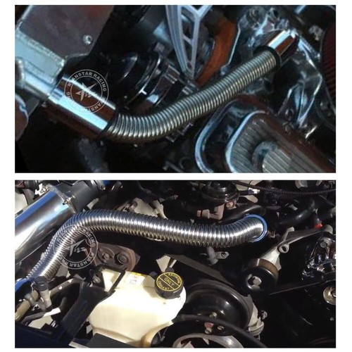 Universal 48" Chrome Stainless Steel Radiator Hose Kit w/ Aluminum Clamp Covers - Bild 8 von 9