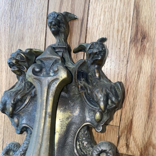Large Vintage Heavy Dragon Serpent Bronze Door Knocker - Picture 9 of 11