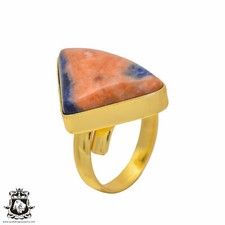 Size 7.5 - Size 9 Adjustable Sodalite 24K Gold Plated Ring GPR199