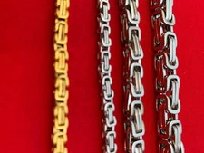 7"-40" STAINLESS STEEL SILVER/ GOLD 4MM ,6MM, 8MM BYZANTINE TURKISH BOX NECKLACE
