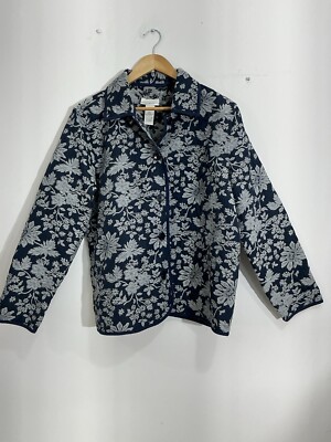 Womans Drapers & Damons Blue Floral Long Sleeve Button Up Lightweight XL Jacket