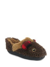 Wonder Nation Boys A Line Fur Brown Slippers House Shoes Size 7/8 NEW