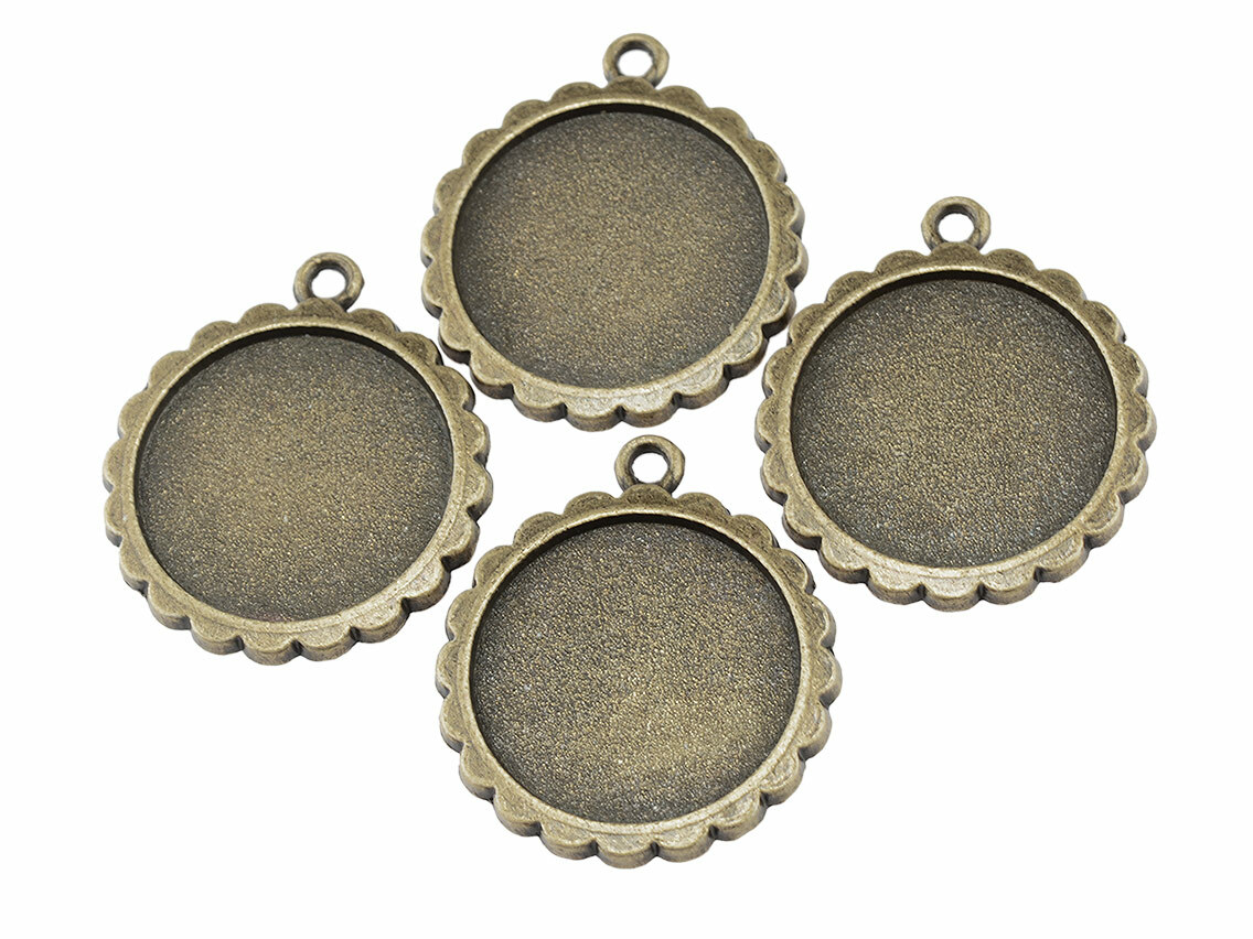 2 Fassungen Für 30 Mm Cabochons In Antik Bronze Von Vintageparts, DIY-Schmuck