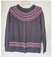 Gap Classic Fair Isle Gray Knit Pullover Warm Sweater - Size L