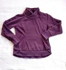 90 Degree by Reflex Sweatshirt Purple Cowl Neck Thumb Holes womens L *SIZE NOTE