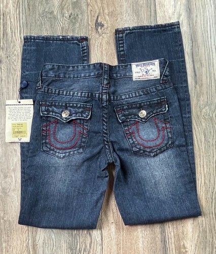 Pantalones de mezclilla True Religion World Tour rectos azules nuevos con etiquetas talla 12 nuevos con etiquetas $109 - Imagen 4 de 5