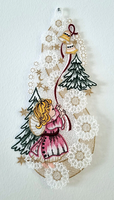Plauener Spitze ® Fensterbild Weihnachten Winter Engel Deko Fensterdekoration