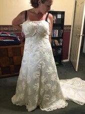 Size 10 Wedding Dress David's Bridal T9211 Ivory/Champagne