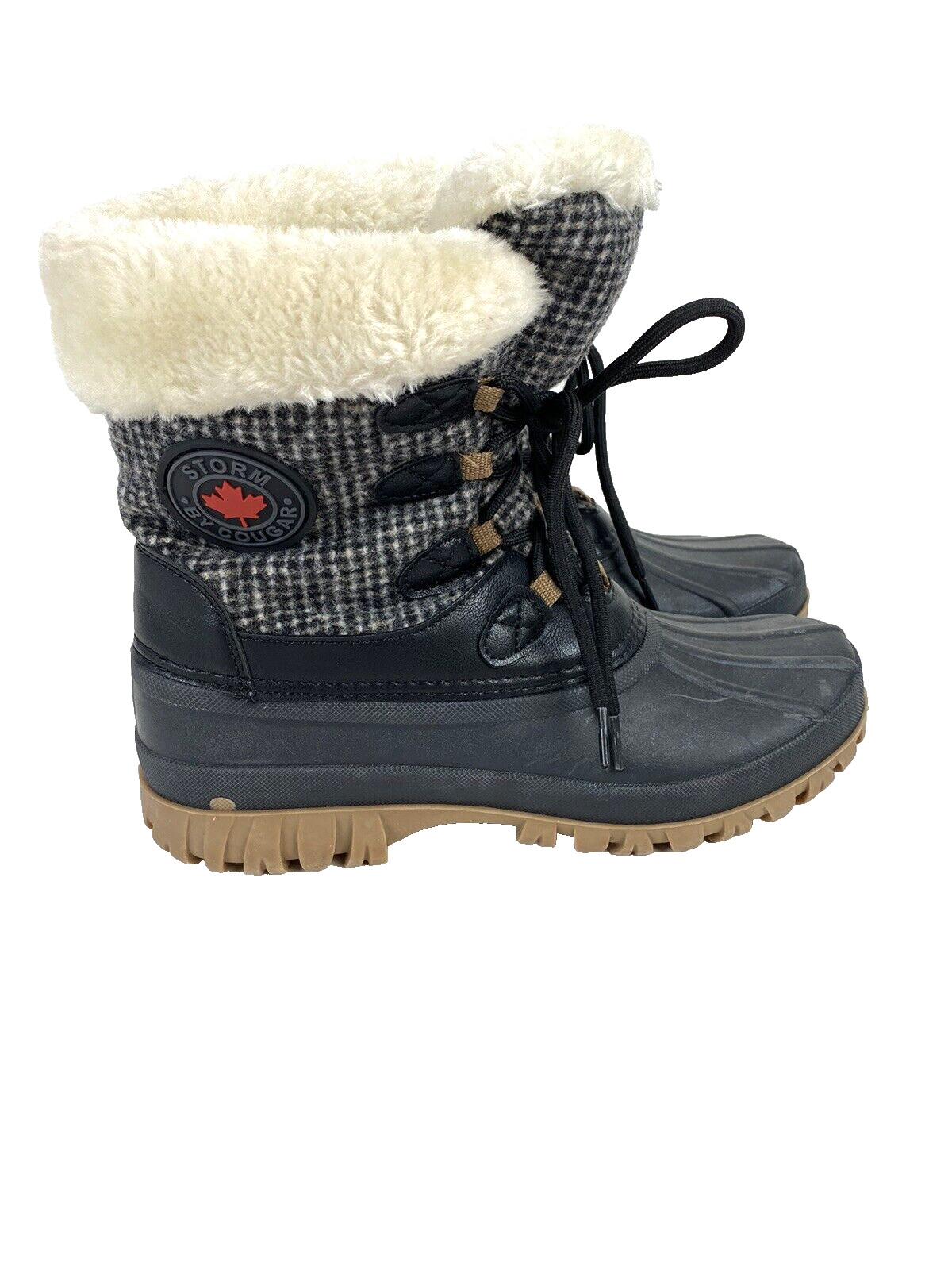 Storm by Cougar Size 9 Black Waterproof Camp Winter Boot Faux Fur, Fabric Check thumbnail 3