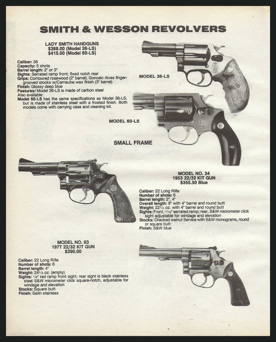 1990 SMITH & WESSON Model 36-LS Lady Smith, 34 & 63 Kit Gun