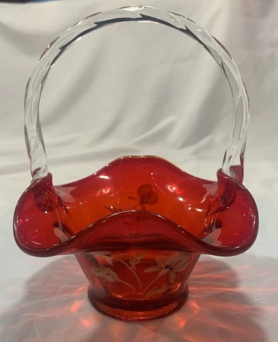 Fenton, Basket, Ruby Glass, "Family Signature Series 2007", Numbered Edition.