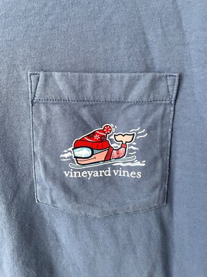 Vineyard Vines Men's Blue Race Whale Skiing Long Sleeve Graphic T