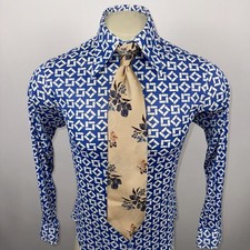 Damon Tie Vtg 60s 70s Wide Necktie Fat Polyester Disco Hippie Tan Floral Mod