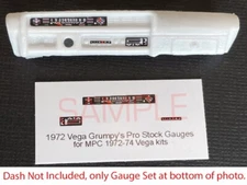 1972 CHEVROLET VEGA GRUMPY'S PRO STOCK GAUGE FACES for 1/25 MPC kits—PLEASE READ