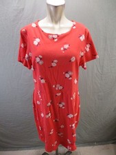 Old Navy Size XL Womens Red Floral Cotton Blend Short Sleeve Comfy Dress 310
