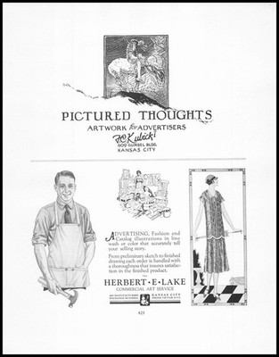 1926 Herbert E. Lake Commercial Artist Kansas City Fashion Illustration Print Ad