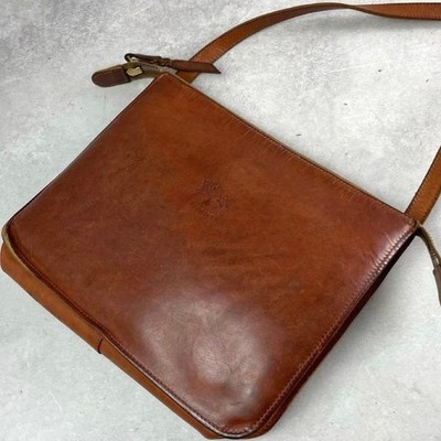 IL BISONTE Shoulder Bag Square Brown Leather Crossbody Handbag
