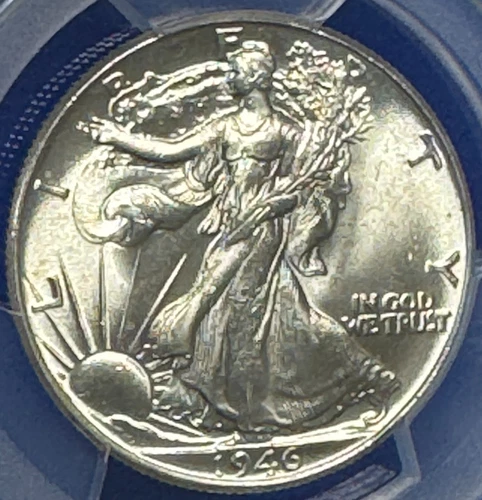 GEM BU 1946 WALKING LIBERTY HALF DOLLAR PCGS MS65  BLAST WHITE -STUNNING