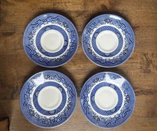 Vintage Churchill England Blue Willow 5.5 Inch Saucers Plates Set of 4
