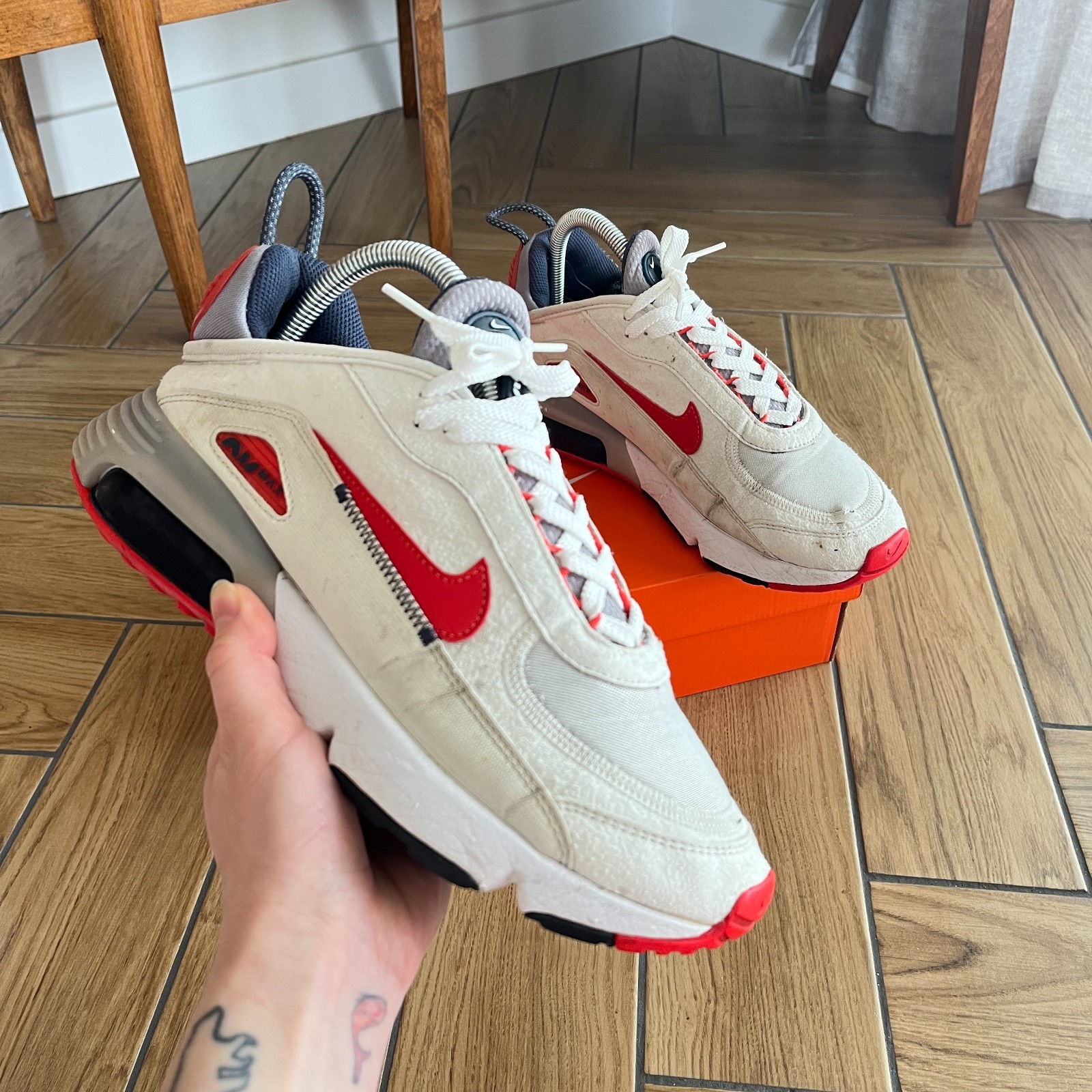 Nike Air Max 2090 White Red DH7708-100, Running Shoes, Herren, Weiß, Gr. EUR 42