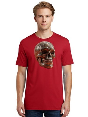 Skull-Mosaic Mens Graphic Tee, 100% Cotton, Casual Summer Wear