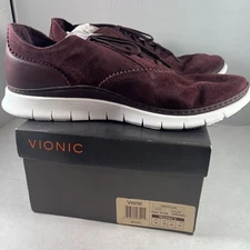 Vionic NIB Women's Burgundy Suede Fresh Taylor Shoes Sneakers Comfort Sz 12 M