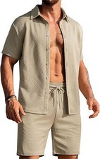 New Mens Tracksuit 2-Piece Set Short Sleeve T Shirt Shorts Sweatsuit Outfit Set