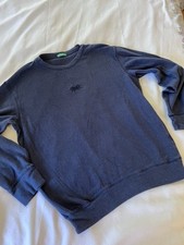 United Colors Of Benetton Navy Long Sleeve Soft Cotton Logo Sweater Sz S Mens