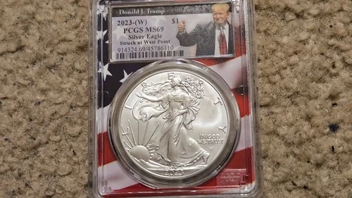 2023 $1 American Silver Eagle PCGS MS69 Trump Label