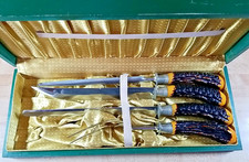 Ekco Flint vintage stainless steel Vanadium 4-pc carving set w/faux stag handle