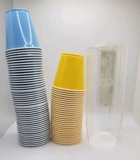 Vintage SOLO Clear Bathroom Dispenser With 3.50 Oz Cups 30 Yellow  48 Blue