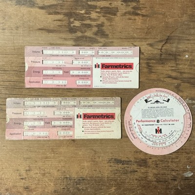 IH Farmall Vintage Farmetrics Card Stock Scale Performance Calculator