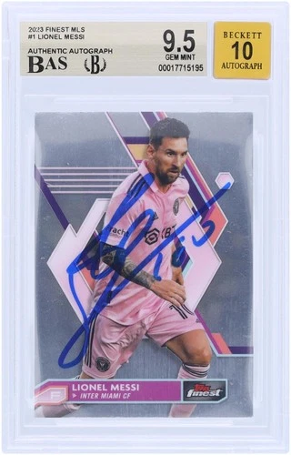 Lionel Messi Inter Miami CF Signed 2023 Topps Finest MLS #1 BAS 9.5/10 Card