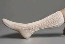 Trachtenstrümpfe Kniestrümpfe Größe 41 Handgestrickt Schneeweiß Neu