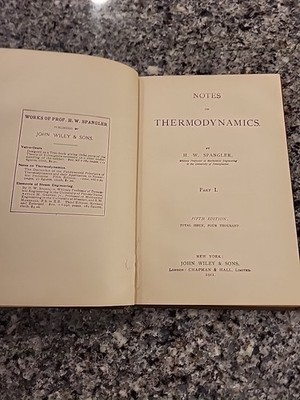 1911  Notes On Thermodynamics By H. W. Spangler