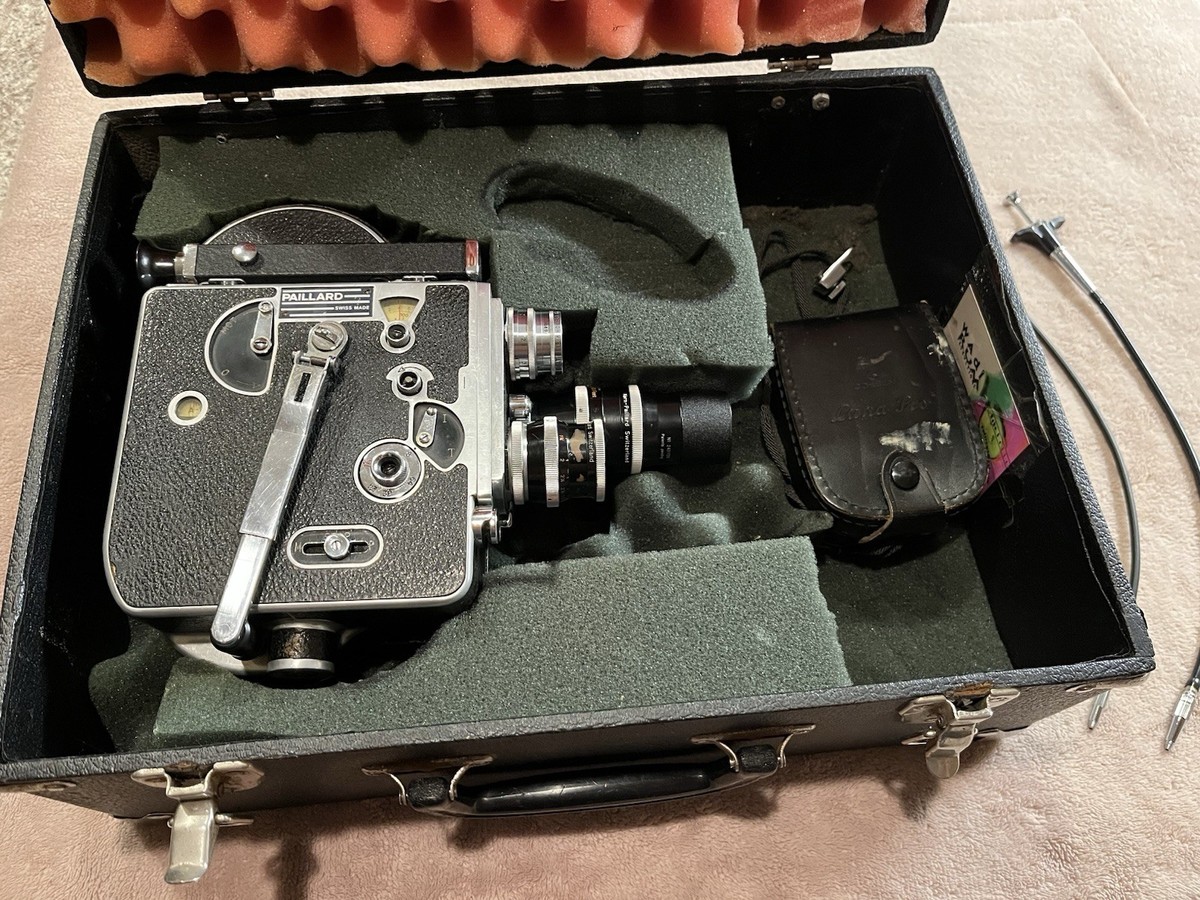 Paillard Bolex 16MM - H16 - F25 Movie Camera - 3 Lenses In Case