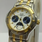 Vintage Seiko Alba V33H-X005 Moon Phase Day/Date Two Tone Japan Men's Watch