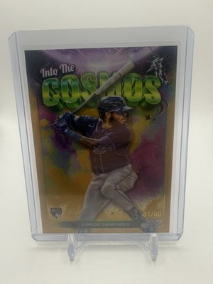 2024 Topps Cosmic Chrome Junior Caminero Into the Cosmos Gold 1/50 BOOKEND RC 🔥