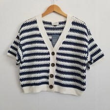 NWT Universal Thread Navy Stripe Knit Sweater Cardigan Size XS