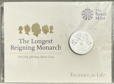 2015 United Kingdom £20 Fine Silver Coin The Longest Reigning Monarch,Royal Mint
