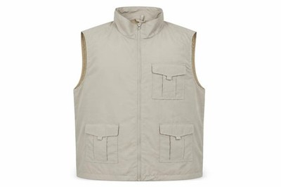 Atlas For Men Herren Bodywarmer Weste Gr. XL Beige Mittellang Freizeit Full Zip