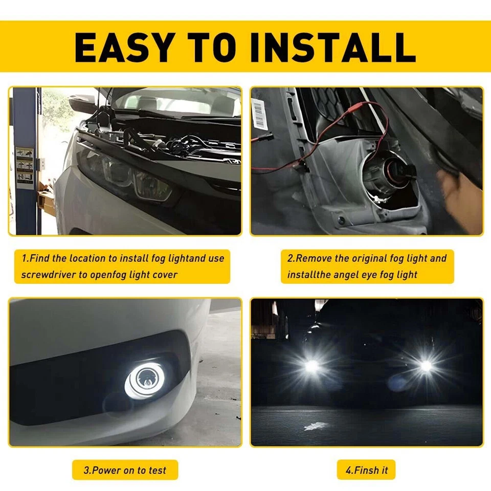 Universal 2 PIEZAS 3" LED Proyector Redondo DRL Halo Ojos de Ángel Luces Antiniebla Lámpara DRL EE. UU. Foto 2 de 4