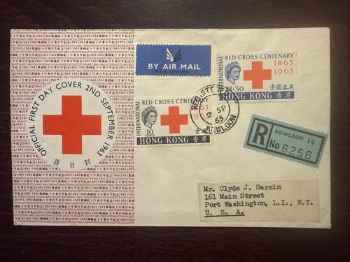 HONG KONG FDC COVER 1963 YEAR RED CROSS HEALTH MEDICINE STAMPS