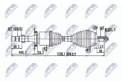 NTY NPW-VV-133 Drive Shaft for VOLVO