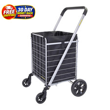 Cruiser Cart Deluxe 2 with Liner Bag Bundle Shopping Grocery Rolling Folding Lau