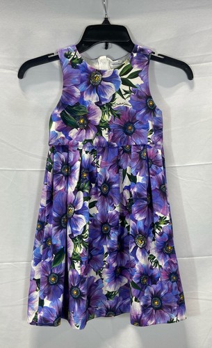 Dolce & Gabbana Girls Multicolor Floral Sleeveless Pleated Dress Size 7/8